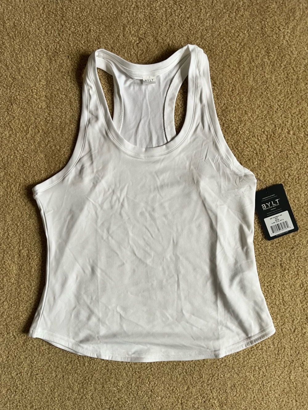 BYLT Basics Drift White Racerback Performance Tank